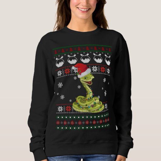 Sweatshirt Cute serpent laide doux Noël Light Pyjama Gif (Devant)
