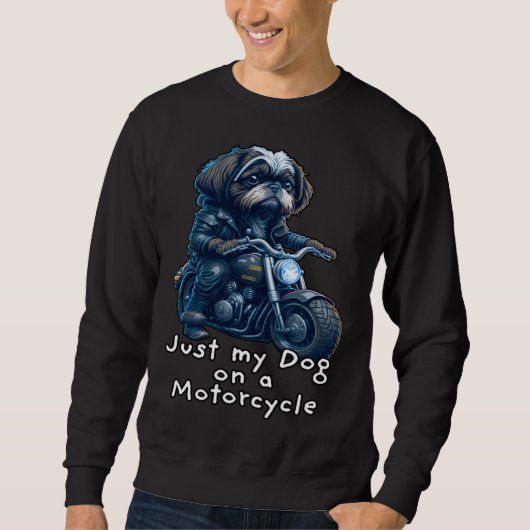 Sweatshirt Cute Shih Tzu ride on a motorcycle  Christmas (Devant)