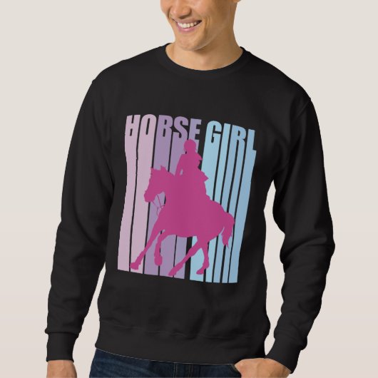 Sweatshirt Cute Silhouette Horseback Rider Riding Funny Horse (Devant)