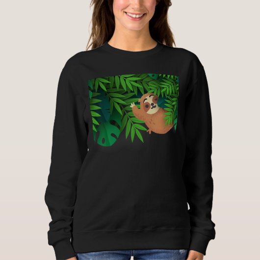 Sweatshirt Cute Sloth Hanging Out in a Tropical Forest in Pal (Devant)