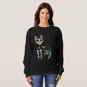 Sweatshirt Cute Sugar Skull Mexican Cat Halloween Day Of The  (Devant entier)