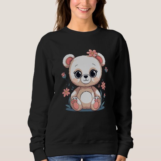 Sweatshirt Cute Teddy Bear with Flowers Pastel Nursery (Devant)