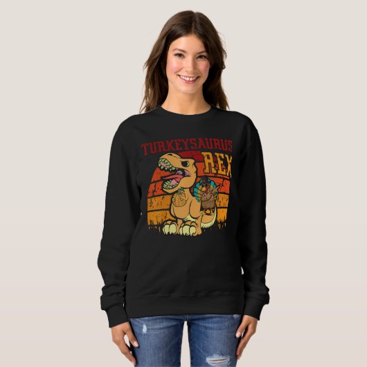 Sweatshirt Cute Thanksgiving  Turkey Saurus Rex Dino Boy Todd (Devant entier)