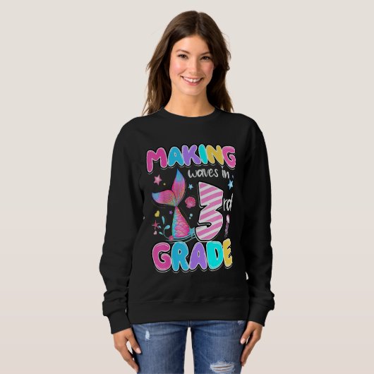 Sweatshirt Cute third grade crew Mermaid style for third grad (Devant entier)