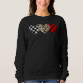 Sweatshirt Cute Three Heart Leopard Buffalo Red Black Plaid V (Devant)