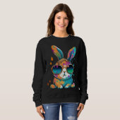 Sweatshirt Cute Tie Dye Bunny Face Happy Easter Day Rabbit Eg (Devant entier)