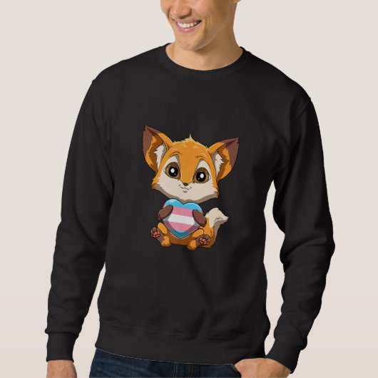 Sweatshirt Cute Transgender Pride Fox Fox Hugging Transgender (Devant)