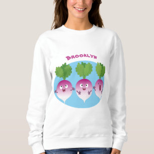 Sweatshirt Cute turnip légumes trio chanter dessin animé
