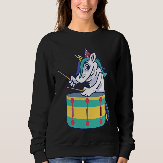 Sweatshirt Cute Unicorn Playing Snare Percussion Snare Drumme (Devant)