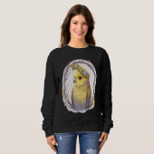Sweatshirt Cute Yellow Budgie Parakeet Bird Flower Crown Pet  (Devant entier)