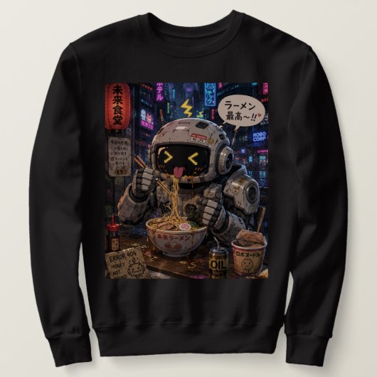 Sweatshirt Cyber Bites – Nuit de ramen robot (Design devant)