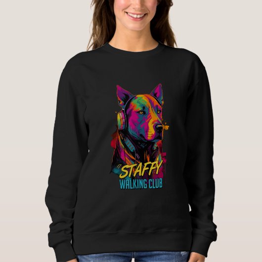 Sweatshirt Cyberpunk American Staffordshire Terrier Dog Walki (Devant)