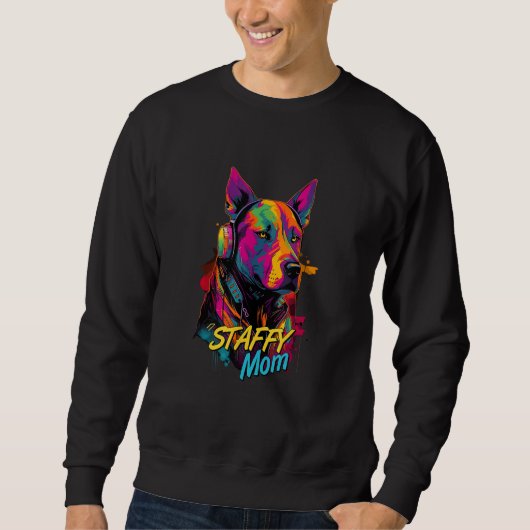 Sweatshirt Cyberpunk American Staffordshire Terrier Loving Mo (Devant)