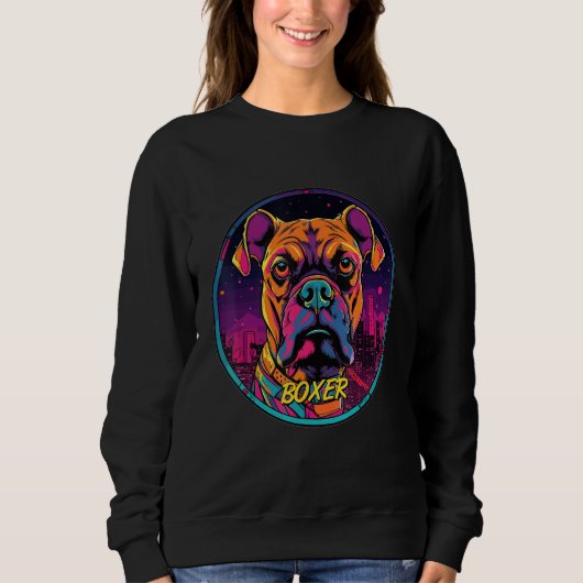 Sweatshirt Cyberpunk Boxer Futuristic Boxer Dog (Devant)
