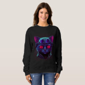 Sweatshirt Cyberpunk Cat Kitty Cyber Punker (Devant entier)