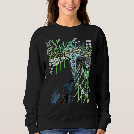 Sweatshirt Cyberpunk esthétique rétro 80s Glitch Trippy Graph (Devant)