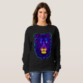Sweatshirt Cyberpunk Neon Light Leon Unique Animal King Color (Devant entier)