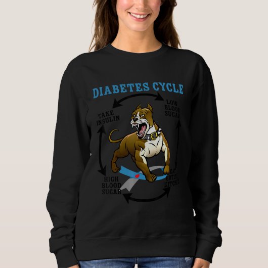 Sweatshirt Cycle du diabète Pitbull Chien faible sang Sugar H (Devant)