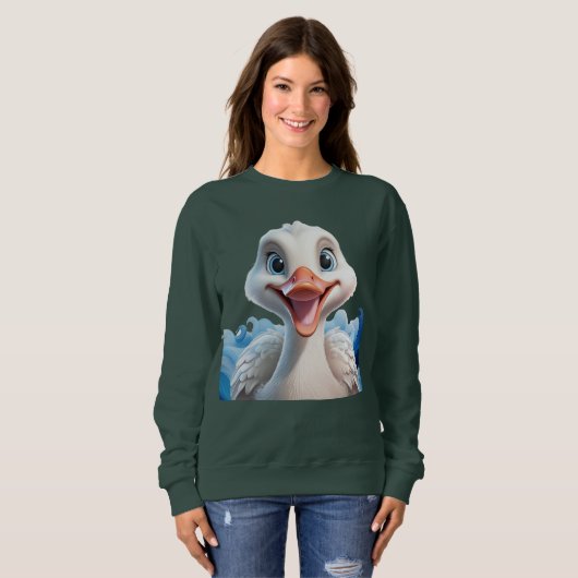 Sweatshirt Cygne souriant mignon (Devant entier)