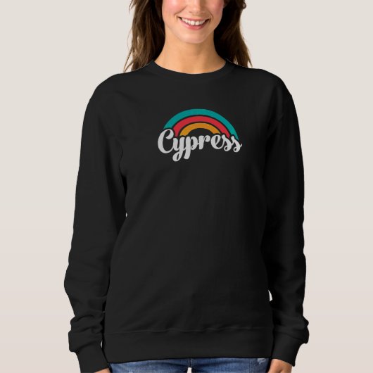 Sweatshirt CYPRESS CA Retro Script Avec Arc-en-ciel 1 (Devant)