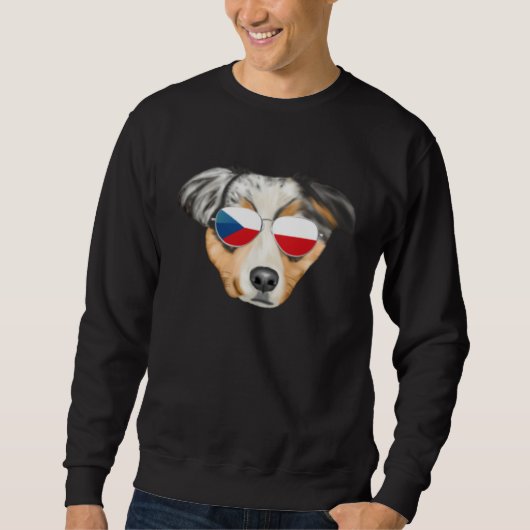 Sweatshirt Czech Flag Australian Shepherd Dog Czech Republic (Devant)