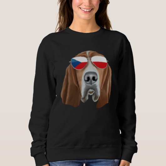 Sweatshirt Czech Flag Basset Hound Dog Czech Republic Pocket (Devant)