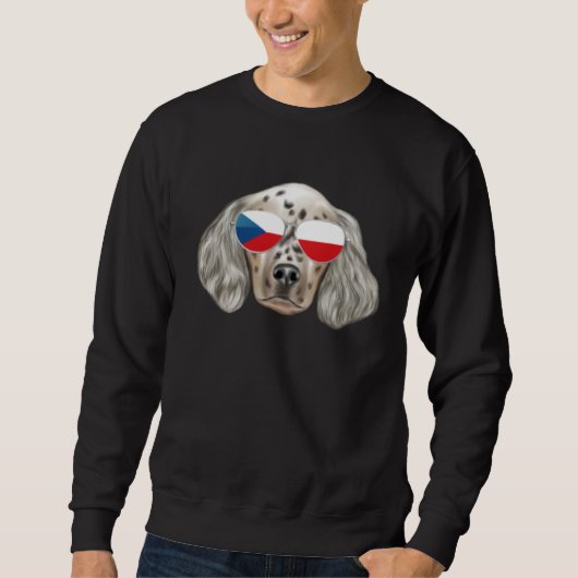 Sweatshirt Czech Flag English Setter Dog Czech Republic Pocke (Devant)
