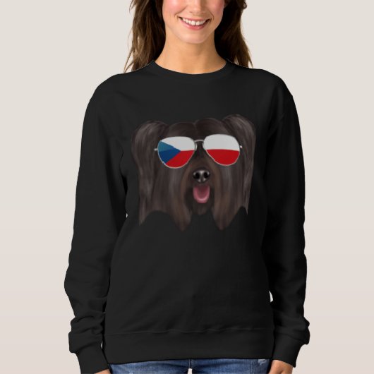 Sweatshirt Czech Flag Skye Terrier Dog Czech Republic Pocket (Devant)