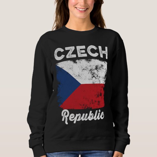 Sweatshirt Czech Republic Flag Distressed  Men Women Kids  Cz (Devant)