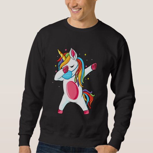 Sweatshirt Dab Unicorn Dabbing Unicorn Bouche Garde Respirati (Devant)