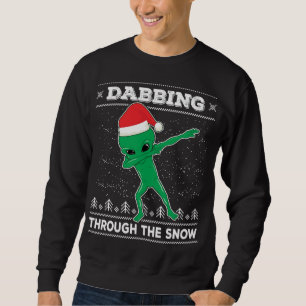 Sweatshirt Dabbing À Travers L'Alien De Neige Père Noël Ugly 