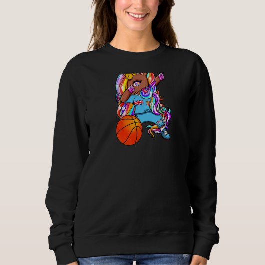 Sweatshirt Dabbing Brown Skin Unicorn Fiji Basketball Jersey (Devant)
