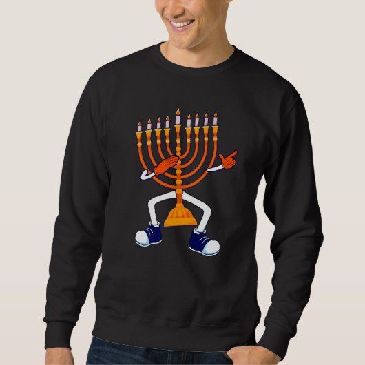 Sweatshirt Dabbing Candles Menorah Channukah Hanoukka juif (Devant)