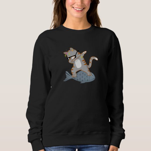 Sweatshirt Dabbing Cat Funny Dab Cat (Devant)