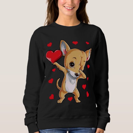 Sweatshirt Dabbing Chihuahua Valentines Day Pour Garçons Fill (Devant)