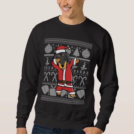 Sweatshirt Dabbing Dachshund ignoble Sweater Graphic (Devant)