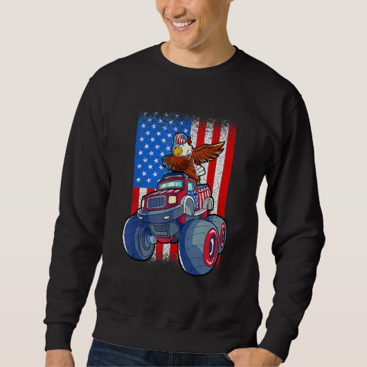 Sweatshirt Dabbing Eagle Monster Truck 4th Of July Boys Ameri (Devant)