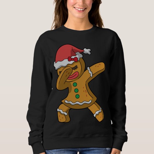 Sweatshirt Dabbing Gingerbread Girl Christmas Cadeau féminin (Devant)