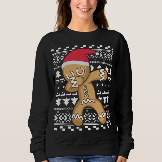 Sweatshirt Dabbing Gingerbread Man laide de Noël (Devant)