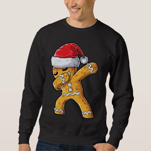 Sweatshirt Dabbing Gingerbread Santa Christmas Kids Boys Xmas (Devant)
