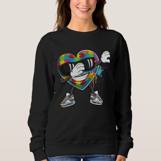 Sweatshirt Dabbing Heart Puzzle Heart Dab Love Support Autism (Devant)