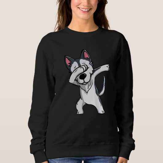 Sweatshirt Dabbing Husky Chien Dab Dance (Devant)