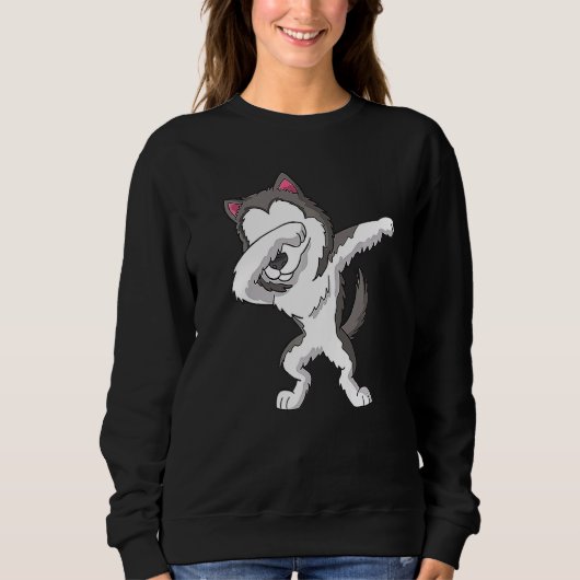 Sweatshirt Dabbing Husky Chien Dab Dance (Devant)