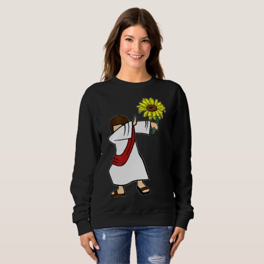 Sweatshirt Dabbing Jesus Christian Sunflower Sensibilisation (Devant entier)