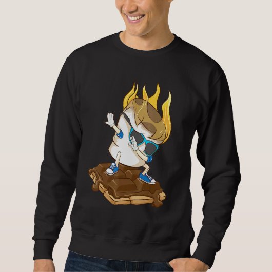 Sweatshirt Dabbing Marshmallow Smores Cool Camping Danse (Devant)
