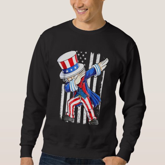 Sweatshirt Dabbing Oncle Sam 4 juillet Enfants Garçons Fille (Devant)