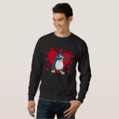 Sweatshirt Dabbing Penguin Heart Valentine's Day Zoo Animal B (Devant entier)