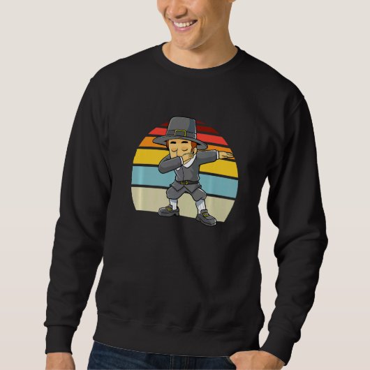 Sweatshirt Dabbing Pilgrim Thanksgiving Retro Garçons Enfants (Devant)