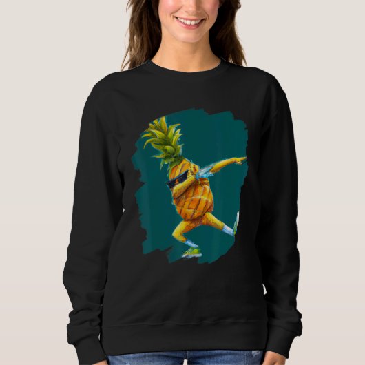 Sweatshirt Dabbing Pineapple Aloha Sunglasses Beach Dance Haw (Devant)