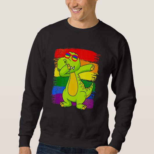 Sweatshirt Dabbing Pridesaurus Rex Dinosaur LGBT Flag Gay Pri (Devant)